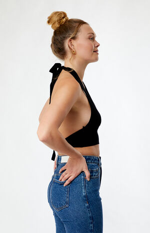 Open Back Linen Halter Top image number 3