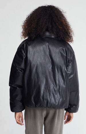Oversized Pleather Puffer Jacket image number 4