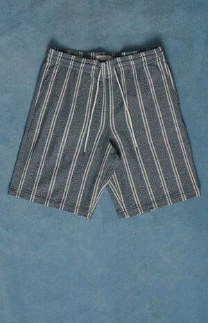 Cream Striped Linen Shorts image number 1