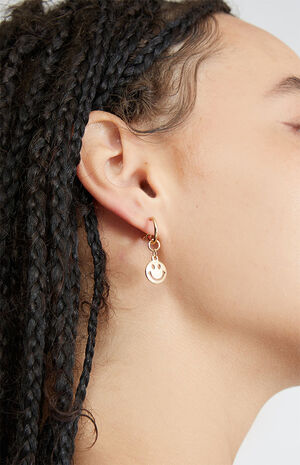 Gold Smiley Earrings image number 2