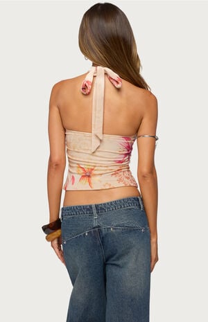 Nadina Floral Rhinestone Halter Top image number 3