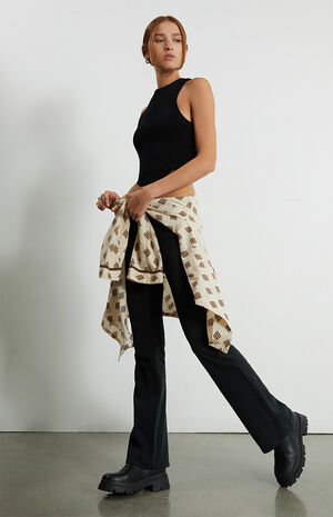 Black Button Tab Low Rise Bootcut Jeans image number 1