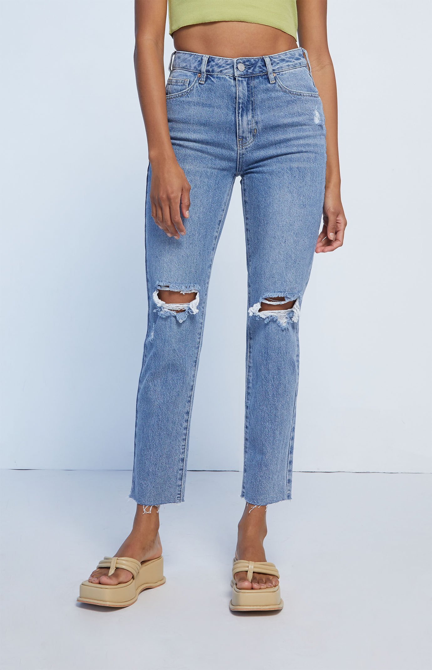 Pacsun torn deals blue mom jeans
