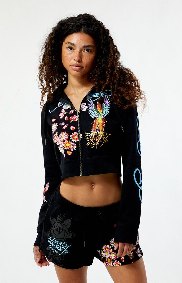 Ed Hardy Phoenix Y2K Full Zip Cropped Hoodie | PacSun