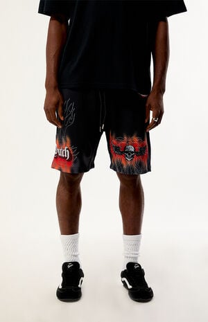 Skull Flame Mesh Shorts image number 2