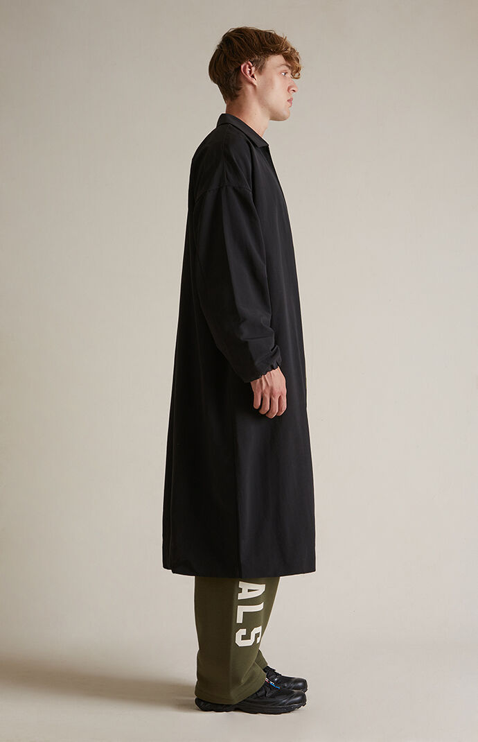 Fear of God Essentials Black Nylon Trench Coat | PacSun Fear of God Essentials Black Nylon Trench Coat | PacSun