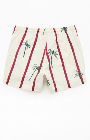 Palm Striped Seersucker 4.5" Swim Trunks image number 2