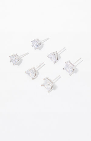 3 Pack Faux Diamond Stud Earrings image number 2