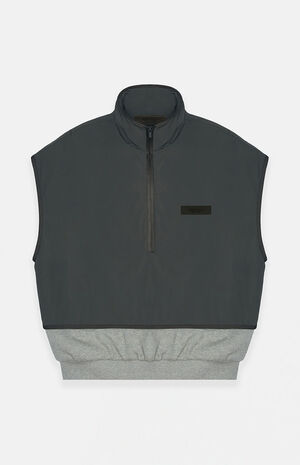 Dark Heather Oatmeal Ink Nylon Fleece Mock Neck Vest image number 6