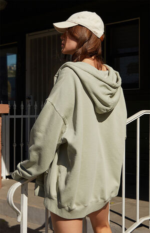 Pale Green Full Zip Hoodie image number 3