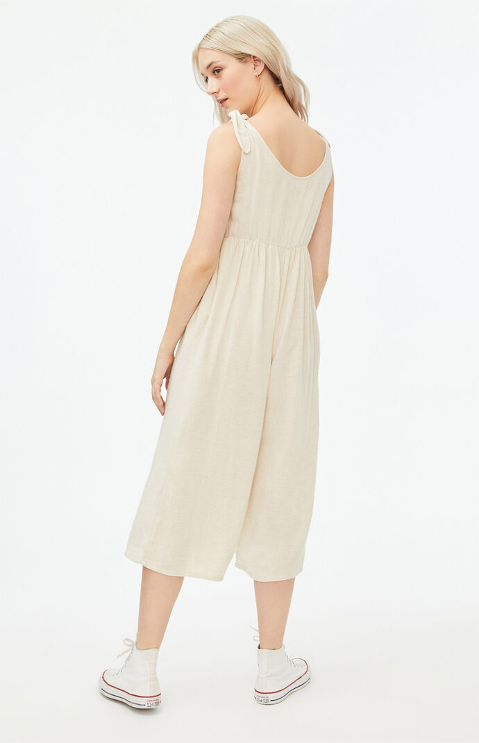 Tie Strap Linen Jumpsuit