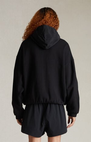 Jet Black Nylon Fleece Hoodie image number 3