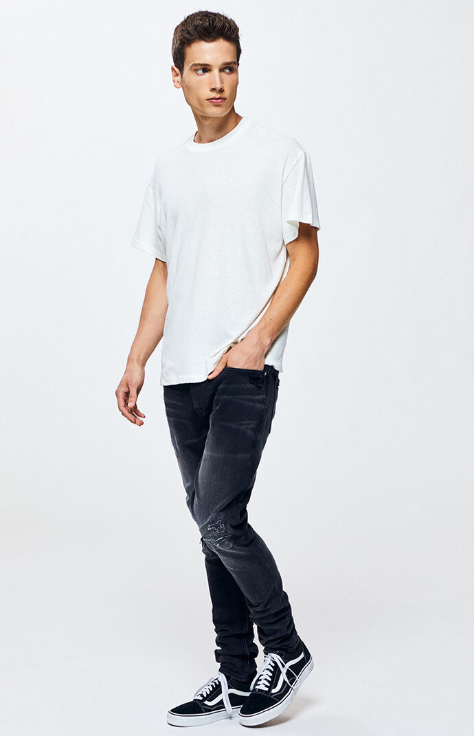 Black Ripped Stacked Skinny Jeans