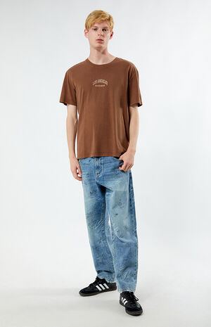 Brown Los Angeles Embroidered Vintage Wash T-Shirt image number 3