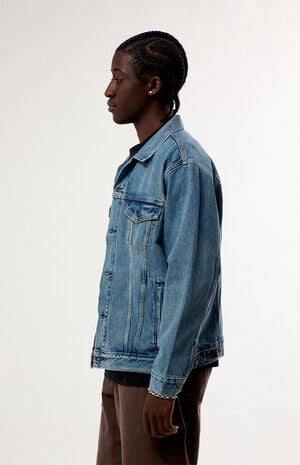 Medium Blue Relaxed Jean Trucker Jacket image number 2