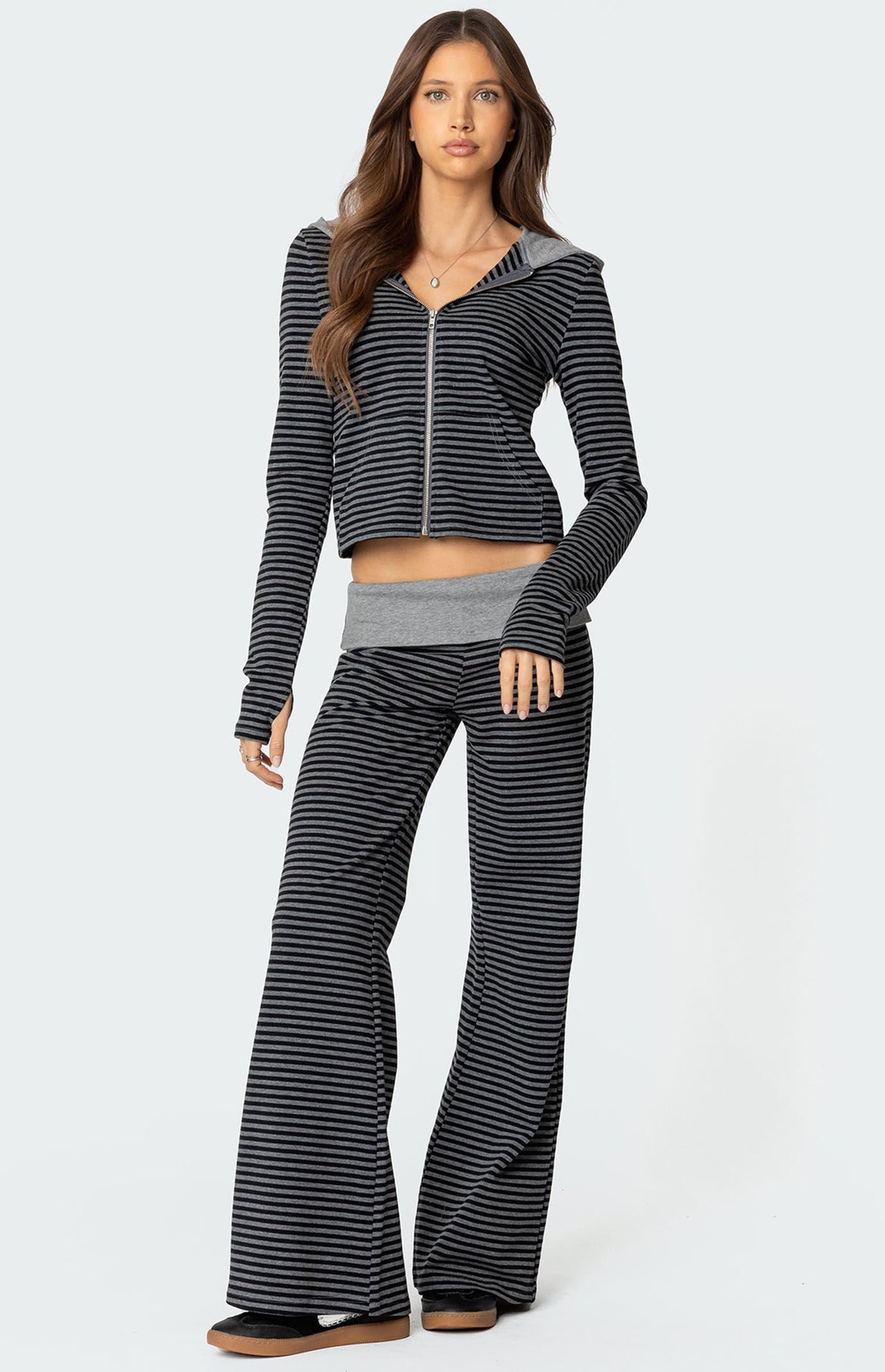Edikted Meggy Striped Fold Over Pants | PacSun