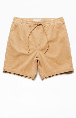 Cream Corduroy Volley Shorts image number 1