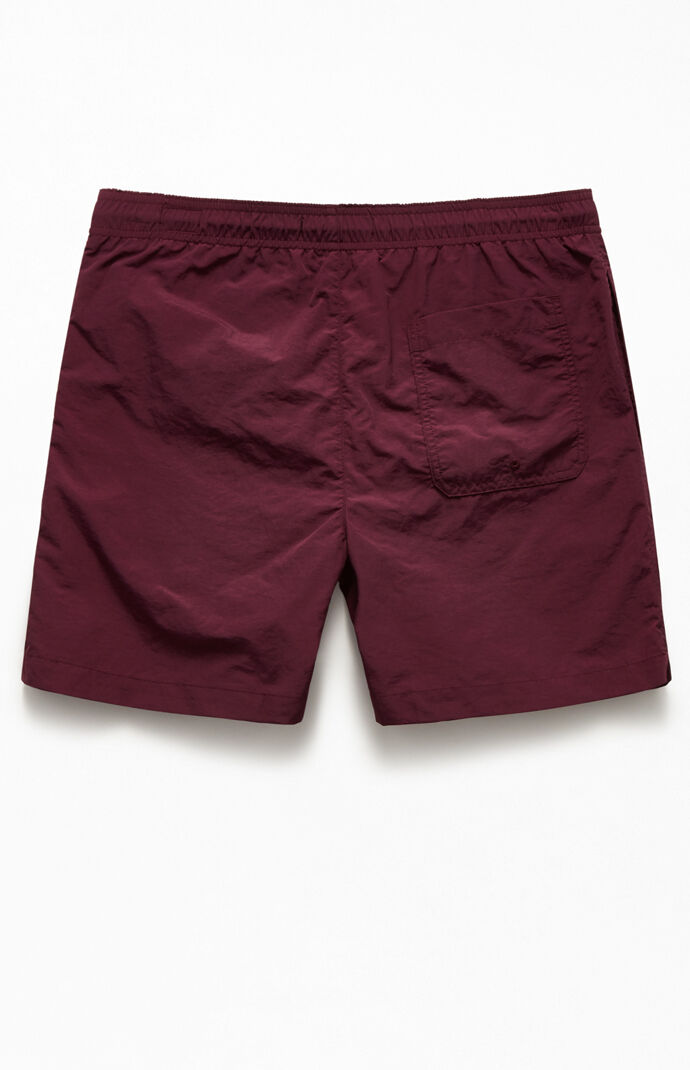 Embroidered Logo Solid 17" Swim Trunks