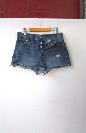 Upcycled Levi's Medium Blue Wash Denim Shorts image number 2