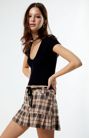 Plaid Ruffle Mini Skirt image number 3