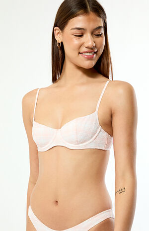 Pink & White Plaid Madison Underwire Bralette Bikini Top image number 2