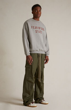 Dark Heather Oatmeal Fleece Crew Neck Sweatshirt image number 6