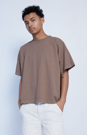 Brown Oversized Cropped T-Shirt image number 1