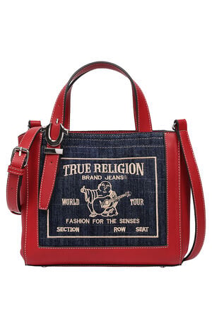 Red Arvin Buddha Motif Crossbody Tote Bag image number 1