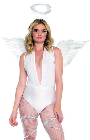 Feather Angel Wings & Halo Costume Kit image number 1