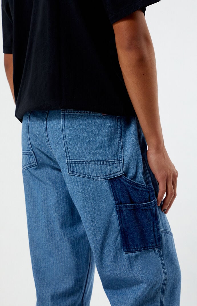 【Raucohouse】Simon strap loose carpenter pants Hot Topic Black Red Contrast Stitch Suspender Carpenter