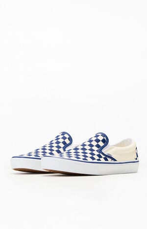 Blue & White Checkerboard Classic Slip-On Shoes image number 2