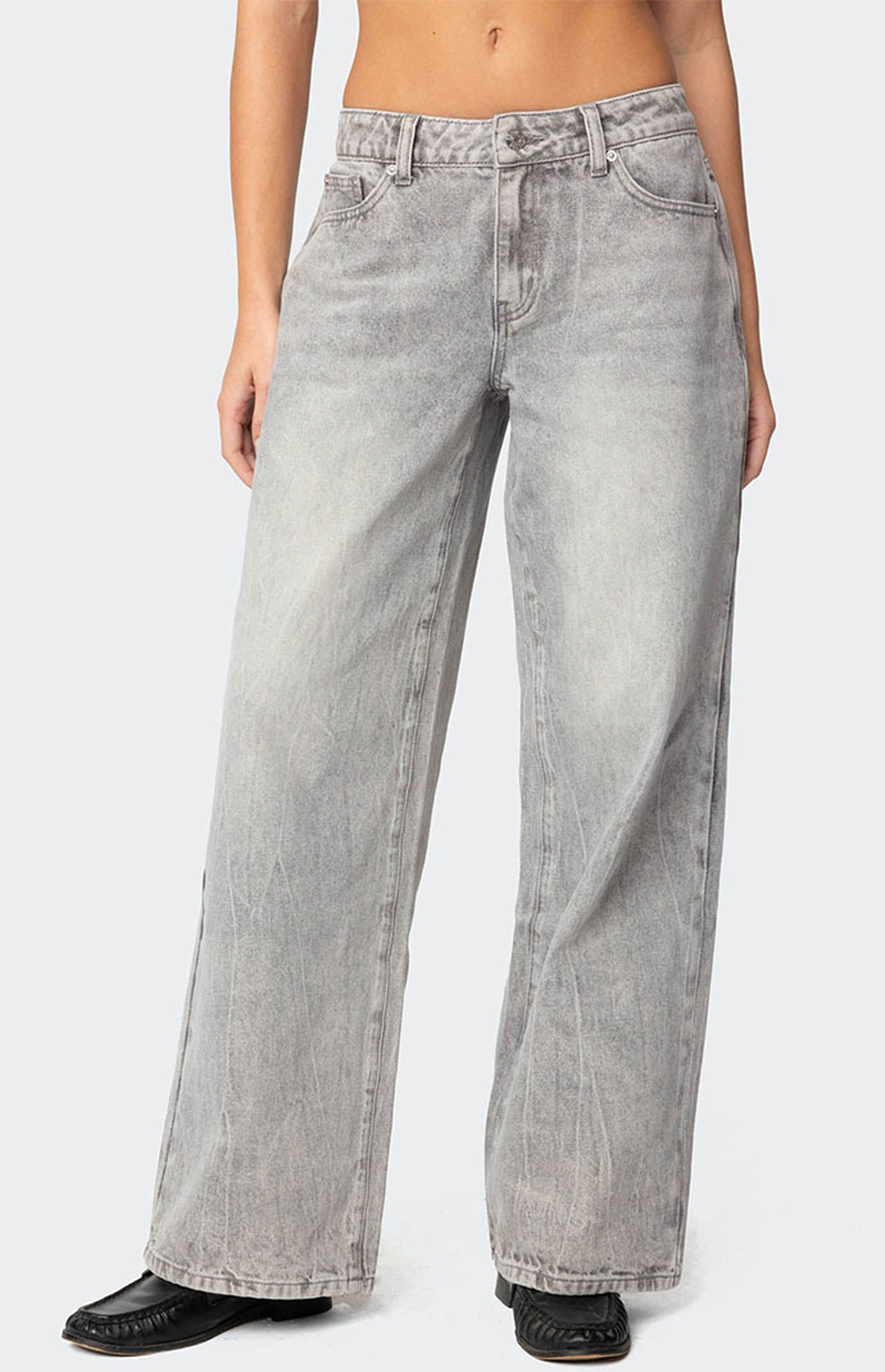 Elena Low Rise Wide Leg Jeans Black Acid