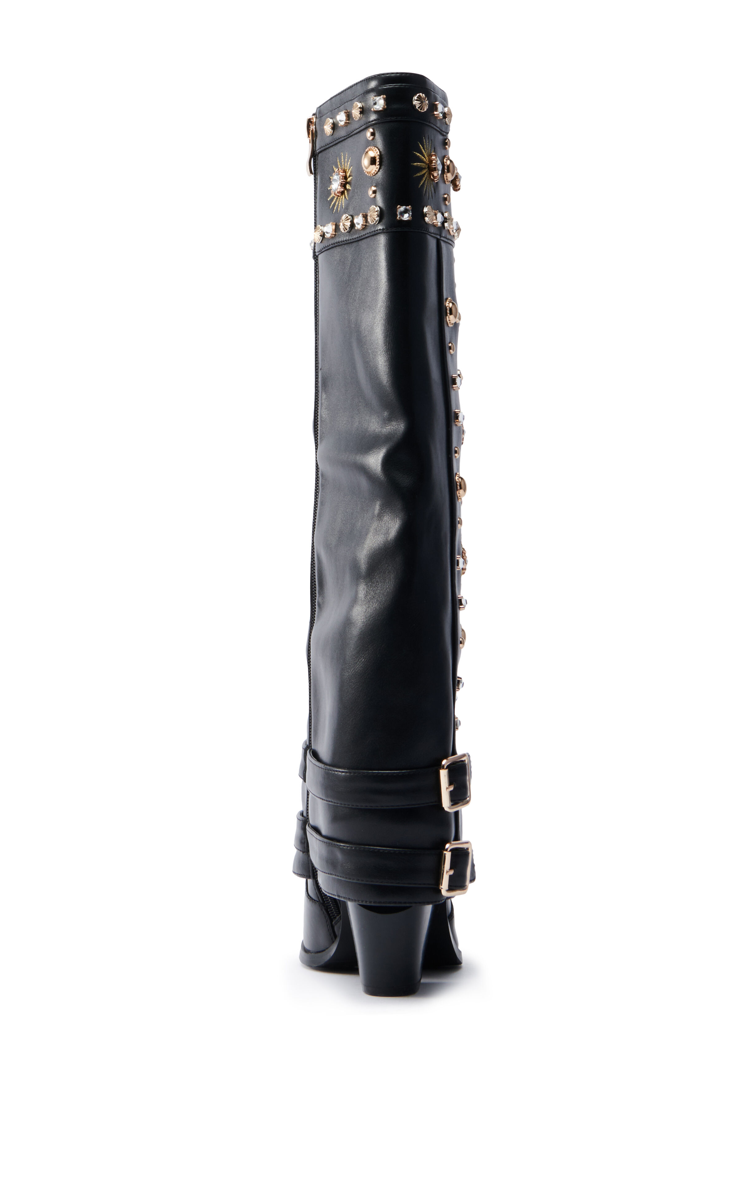 AZALEA WANG Women's Mahmoud Black Sunburst Foldover Boots