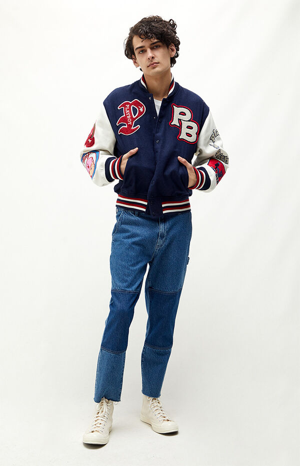 Playboy By PacSun Red '53 Letterman Bomber Jacket