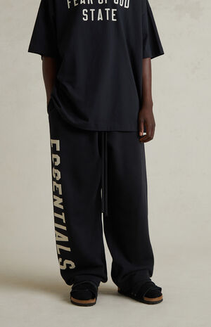 Jet Black Lounge Fleece Baggy Sweatpants image number 3