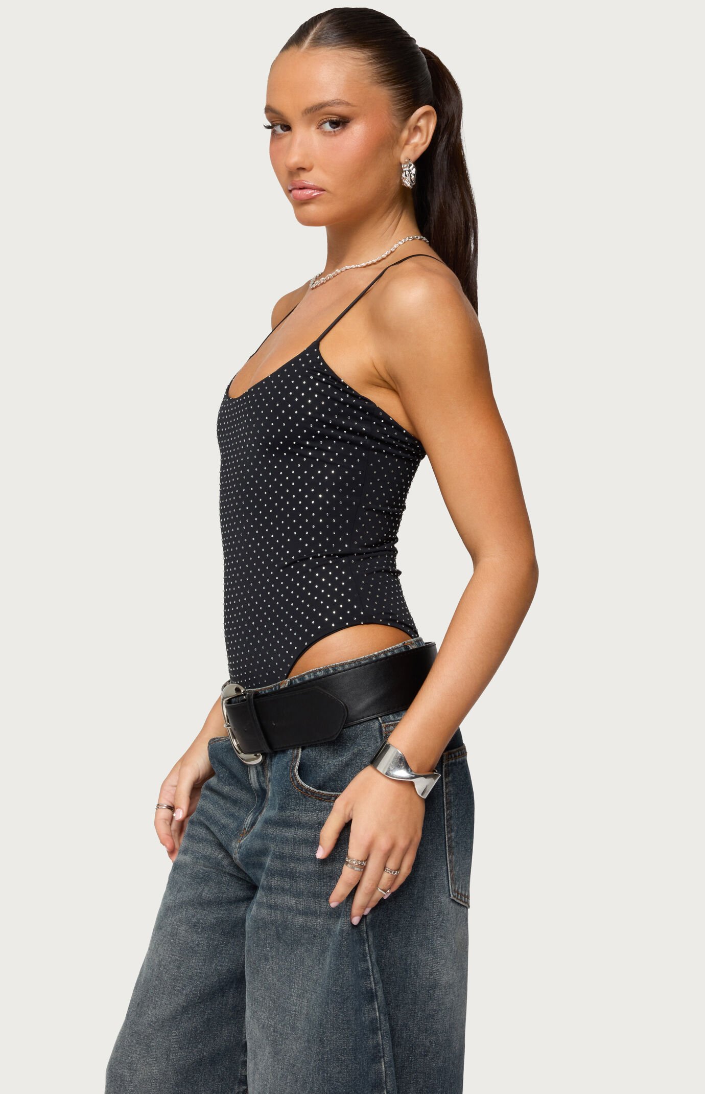 Edikted Georgey Rhinestone Bodysuit