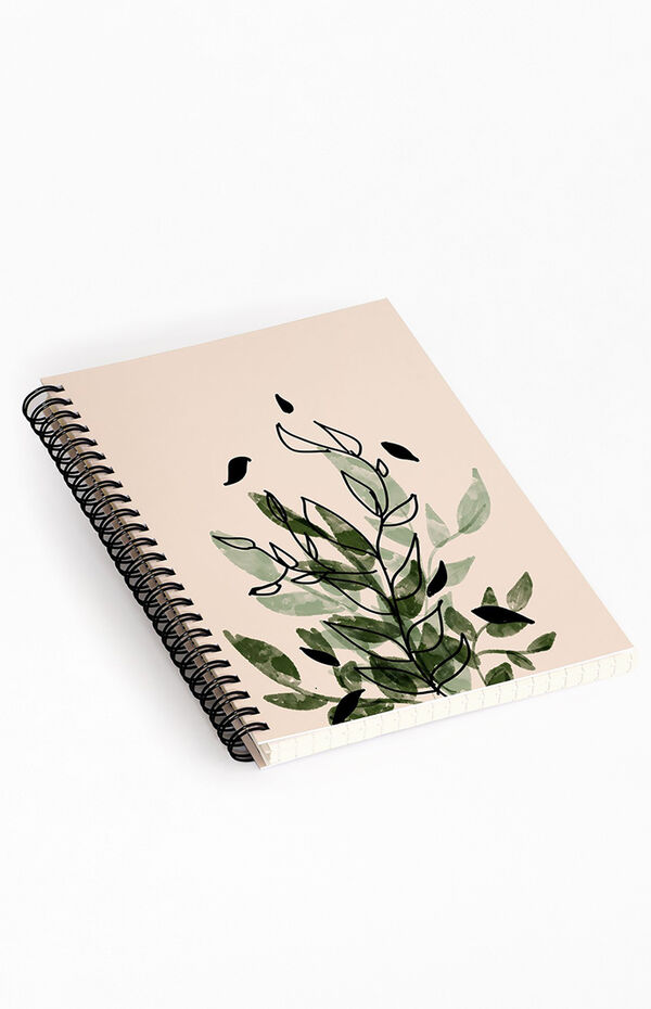 Aleeya Jones Green And Black Leaves Notebook