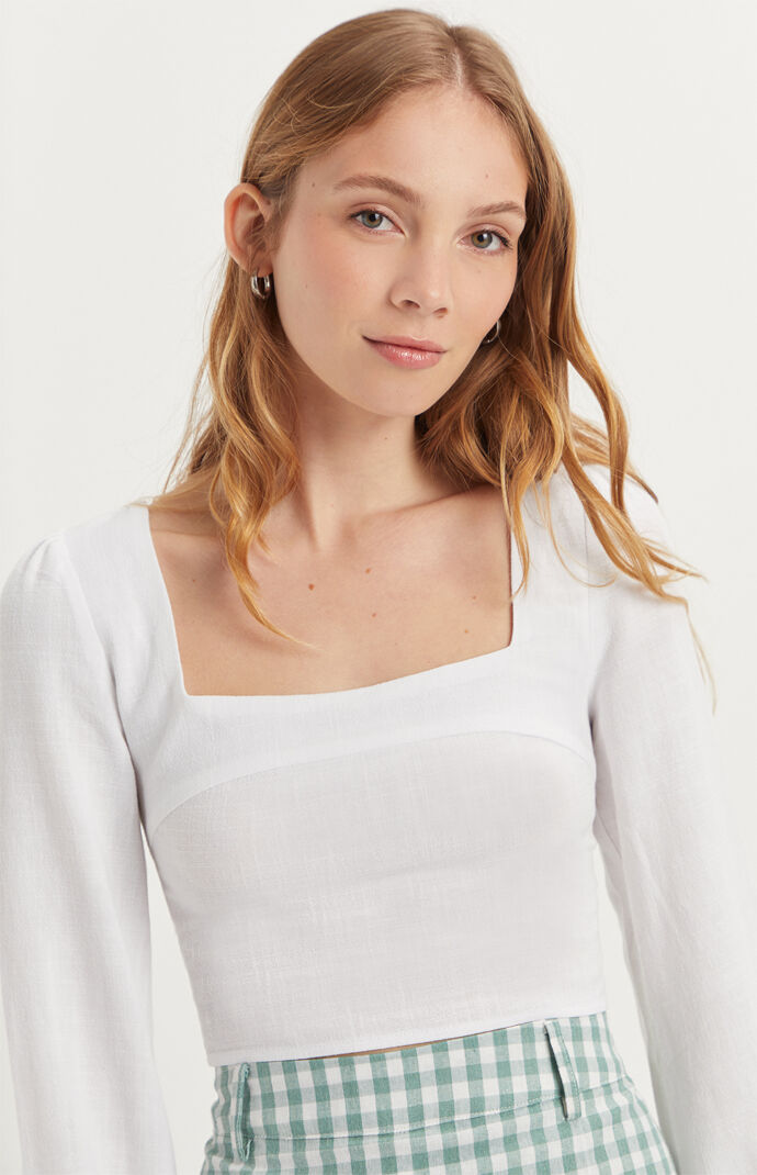 Long Sleeve Square Neck Top
