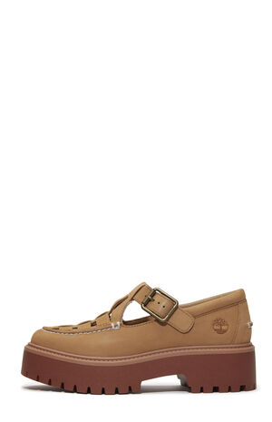 Women's Beige Nubuck Stone Street Buckle Mary Jane Shoes image number 8