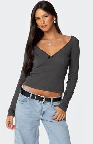 Adrienne Lace Trim Top image number 1