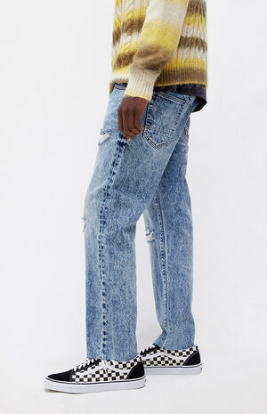 Medium Indigo Ripped Straight Jeans image number 2