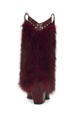 Women's Violetta Burgundy Faux Fur Western Booties image number 3