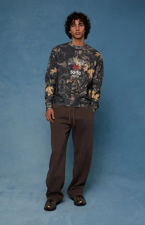 Brown Fleece Extreme Baggy Sweatpants image number 1