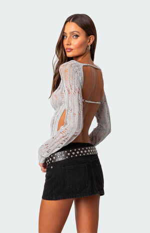 Open Back Metallic Knit Top image number 4