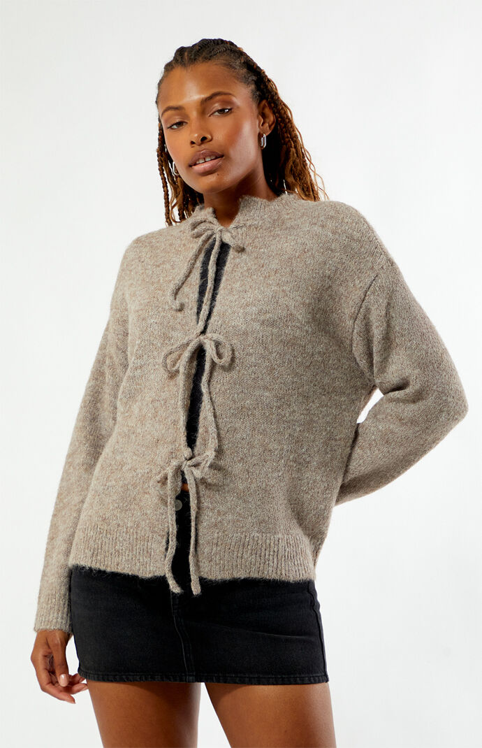 Daisy Street Tie Front Slouchy Knit Oversized Cardigan