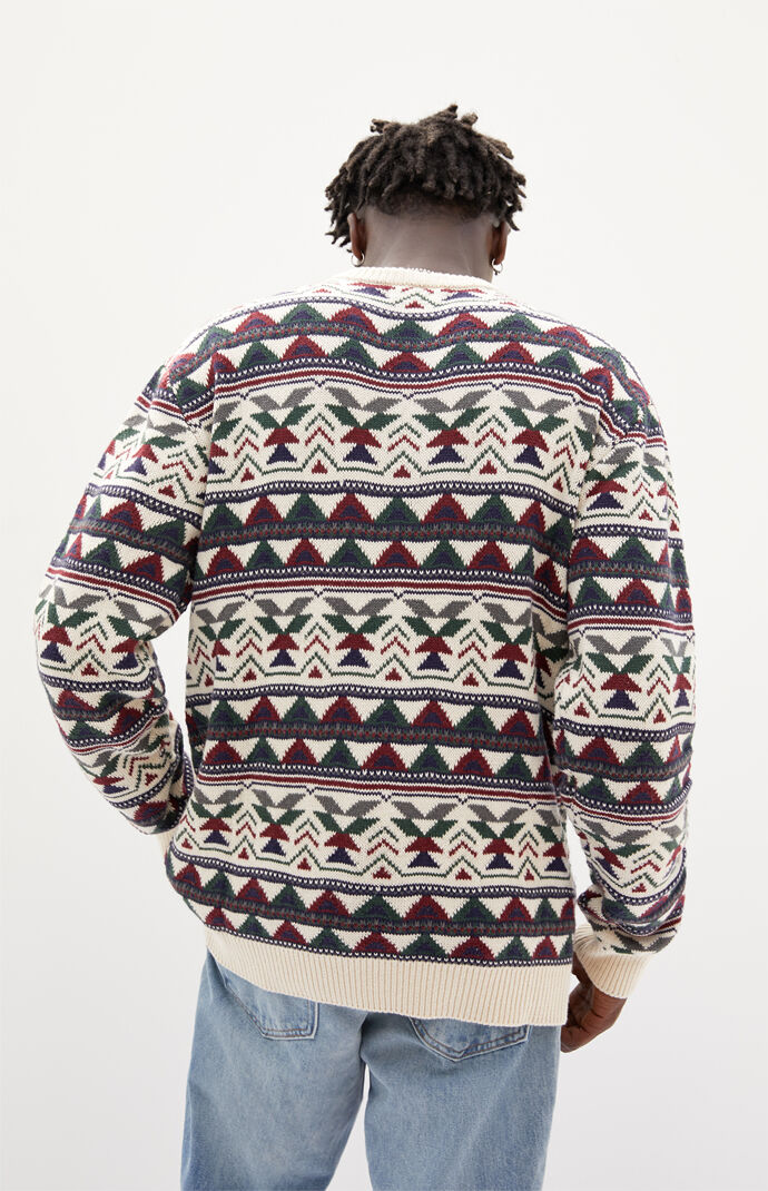 Mixed Print Crew Neck Sweater