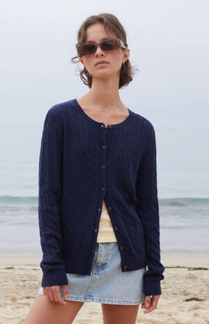 Blue Amalie Cable Knit Cardigan image number 1
