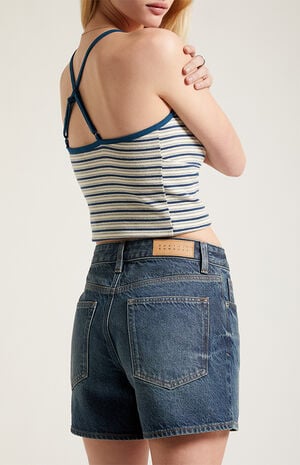 Sophie Denim Mom Shorts Dark Blue image number 5