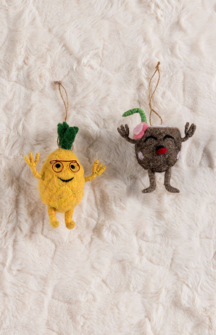 Coconut and Pineapple Felt Ornaments