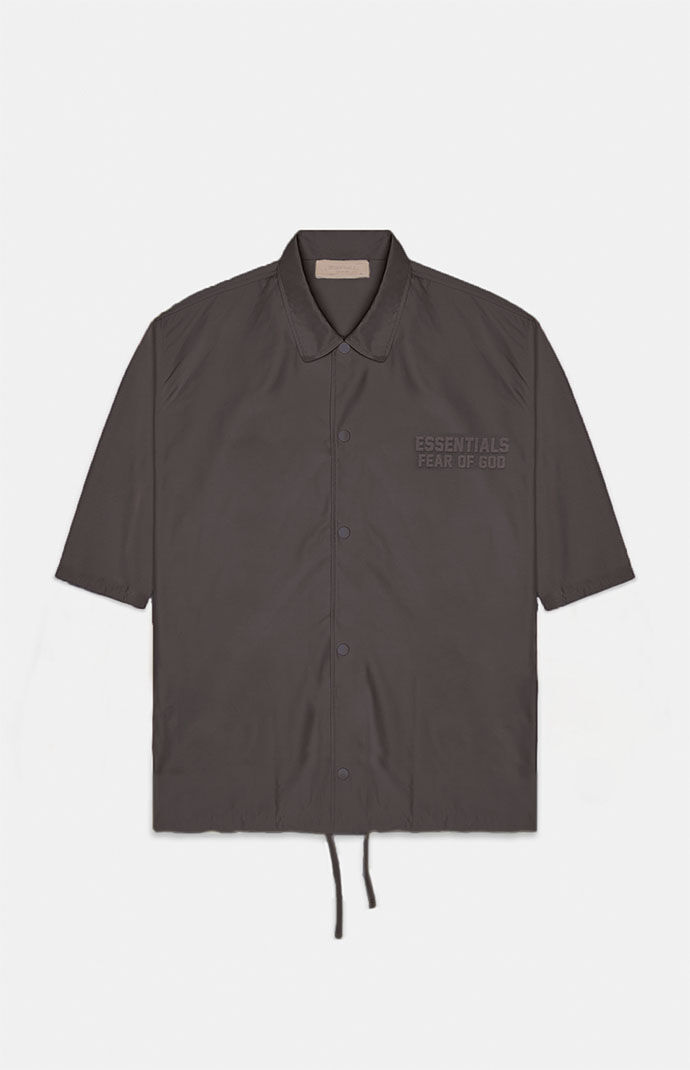 Fear of God Essentials Off Black Short Sleeve Nylon Shirt | PacSun